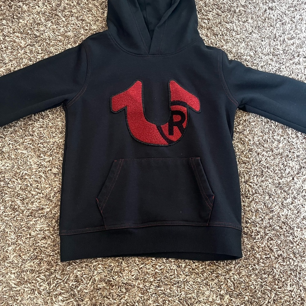 True Religion Kids Black Hoodie with Red Logo